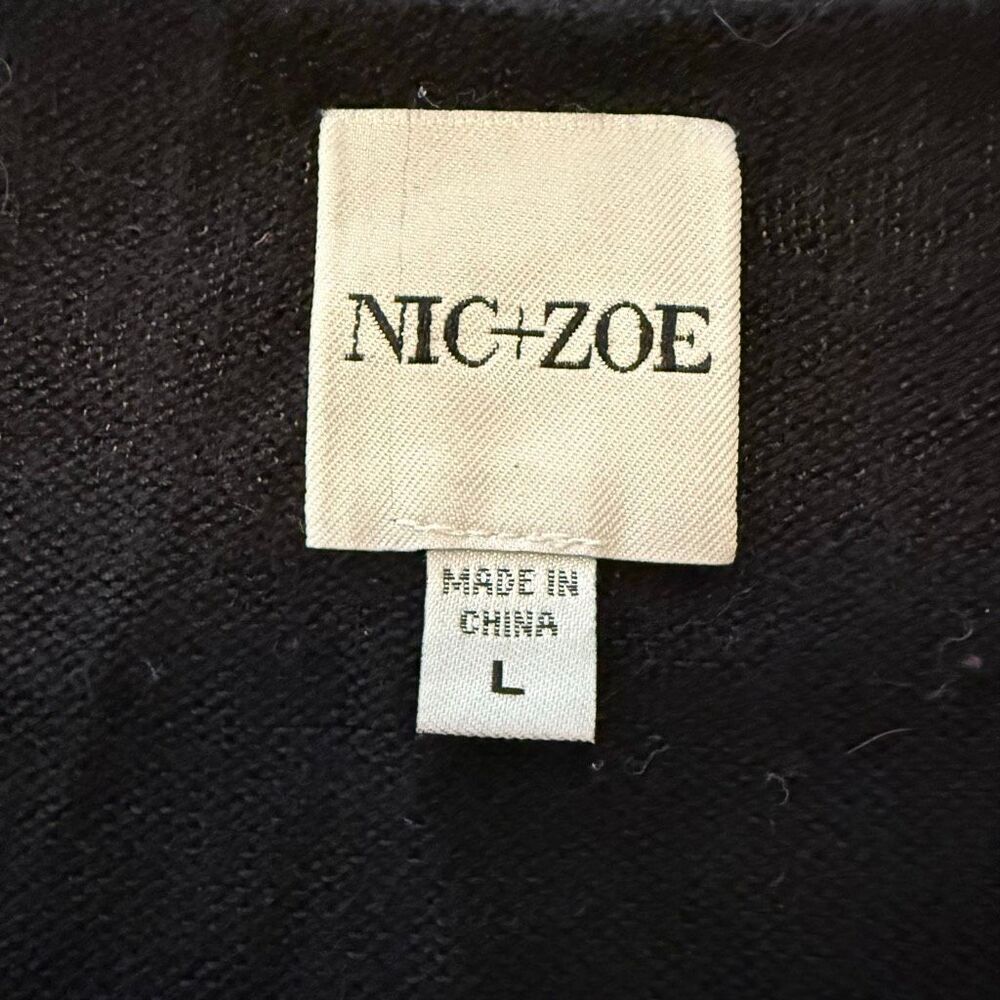 Nic+Zoe Outer Angle Strawberry Pink & Black Preppy Pull Over Sweater Size L - Picture 7 of 13
